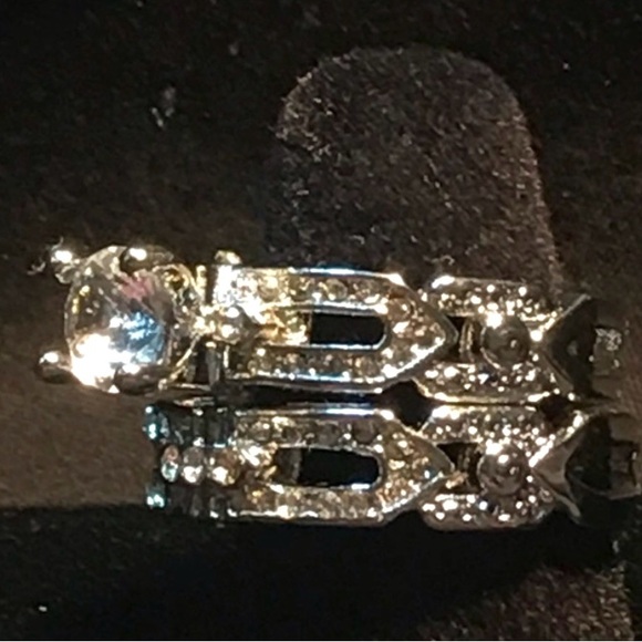 New Sterling silver white sapphire wedding ring set sizes 6.25 & 6.5 - Picture 4 of 9